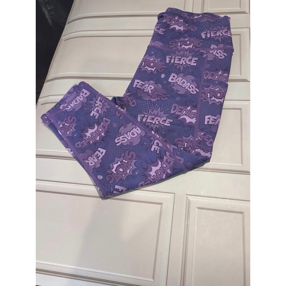 Constantly Varied Gear CVG Leggings Large Purple Comic Print Squat Approved